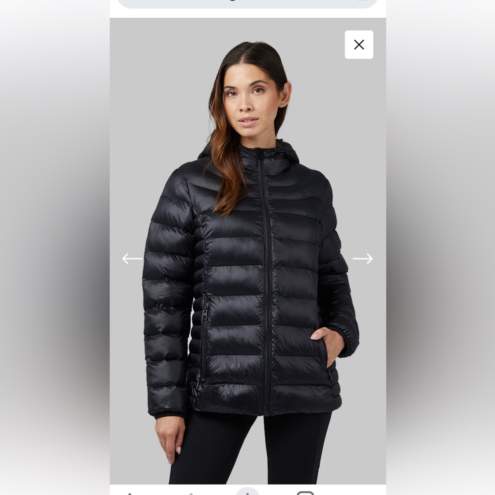 NWT 32 DEGREES LIGHTWEIGHT POLY-FILL PACKABLE HOODED JACKET Black
